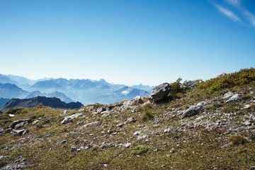 Fototapeta na wymiar Panorama from Nebelhorn mountain / Bavaria