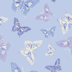 Ethnic boho seamless pattern with butterflies. Print. Repeating background. Cloth design, wallpaper.