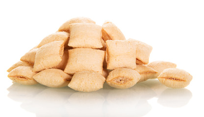 Crispy chips with cocoa isolated on white background. 