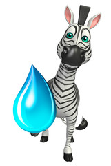 Fototapeta na wymiar cute Zebra cartoon character with water drop