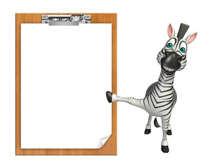 cute Zebra cartoon character  with exam pad