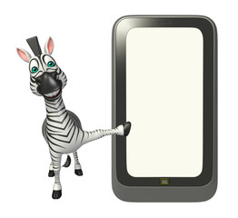 cute Zebra cartoon character with mobile