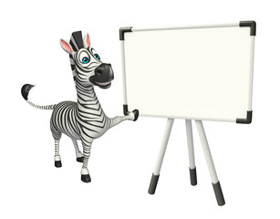 cute Zebra cartoon character with display board