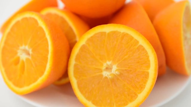 Oranges on a white background.