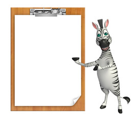 cute Zebra cartoon characte with exam pad