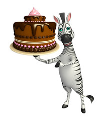Zebra cartoon character with cake