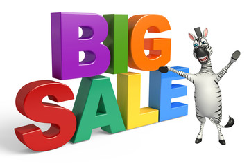 cute Zebra cartoon character with bigsale