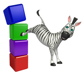 fun Zebra cartoon character  with level sign