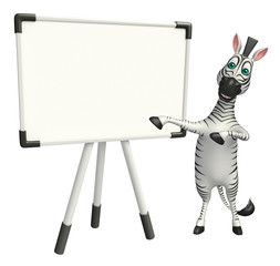 fun Zebra cartoon character with display board
