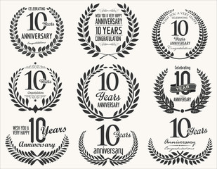 Obraz premium Anniversary Laurel wreath retro vintage collection 