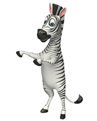 fun pointing Zebra cartoon character