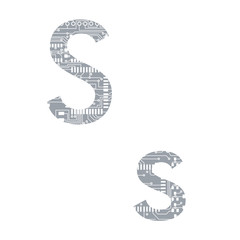 Circuit board alphabet letter S Vector Illustration