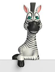 fun Zebra cartoon character with board