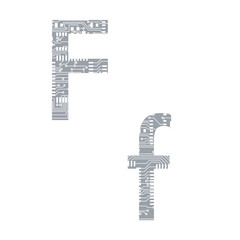 Circuit board alphabet letter F Vector Illustration