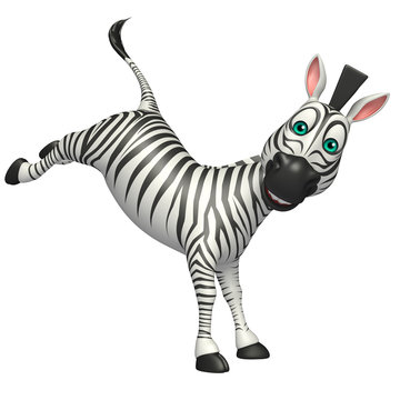 fun jump Zebra cartoon character