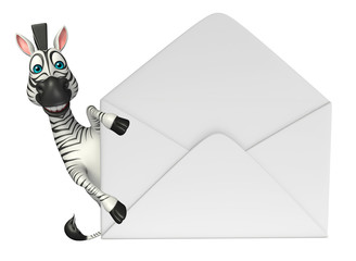 cute Zebra cartoon character with mail