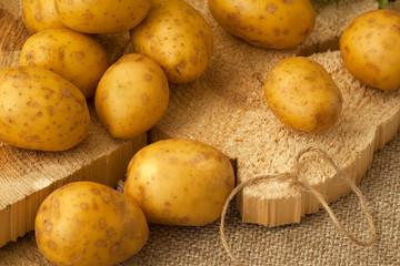Close up of fresh organic potatoes