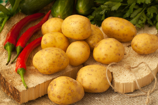 Organic potatoes with signs of potato disease