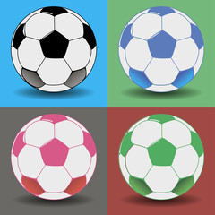 Soccer balls of different colors