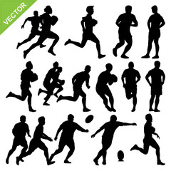 Rugby player silhouettes vector