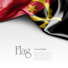 Flag of Angola on white background. Sample text. - obrazy, fototapety, plakaty