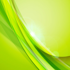 Obraz premium Abstract green background. Vector illustration. Summer background. Wave background with light effects