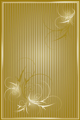 Gold striped background with floral ornament
