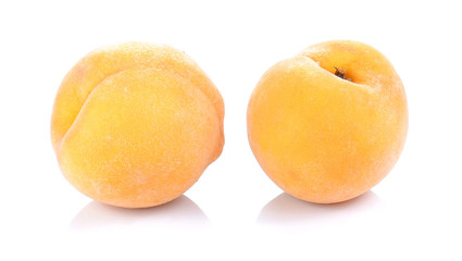 Yellow peach,Peach cut pieces  on white background.