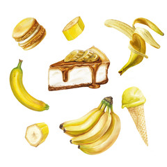 Watercolor banana delicious set - 111863214