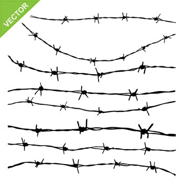 Barbed Wire Silhouettes Vector