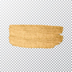 Vector gold paint smear stroke stain. Abstract gold glittering t