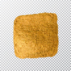 Vector gold paint smear stroke stain. Abstract gold glittering textured art illustration.