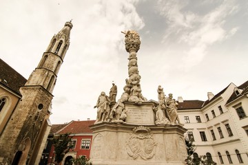 Fototapeta na wymiar Holy Trinity Statue in Sopron, Hungary, Europe..