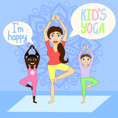 Kids yoga with Instructor.