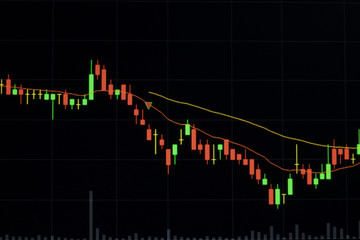 Stock market chart, Stock market data on LED display concept