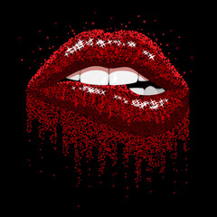 red sparkles lips