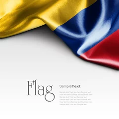 Fototapeten Flagge von Kolumbien auf weißem Hintergrund. Beispieltext. © Zerophoto