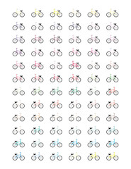 Bicycles set,printable icon for planners,agenda.Stickers.Colorful.Happy.Minimalistic set,isolated on white,vector eps 10