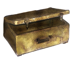 watercolor sketch of a suitcase on a white background