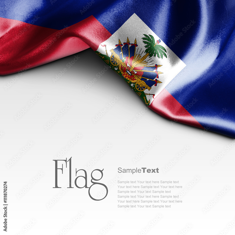 Wall mural flag of haiti on white background. sample text.