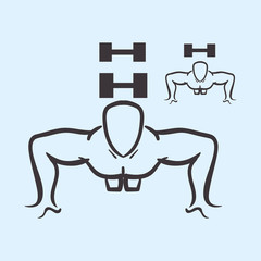 Healthy lifestyle design. Bodybuilding illustration. white backg