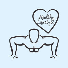 Healthy lifestyle design. Bodybuilding illustration. white backg