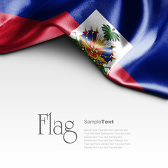 Flag of Haiti on white background. Sample text. - obrazy, fototapety, plakaty