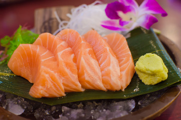 fresh salmon sashimi