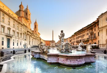 Zelfklevend Fotobehang Piazza Navona, Fontana del Moro, 1654, Rome © fabiomax