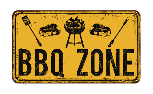 BBQ Barbecue zone vintage rusty metal sign