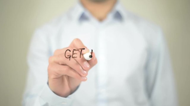 Get Noticed  ,  Man Writing On Transparent Wall