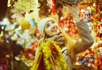 Girl shopping at festive fair