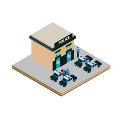 Isometric police station icon © levinanas
