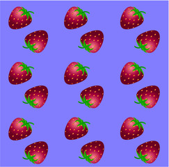 Pattern of strawberry on a blue background